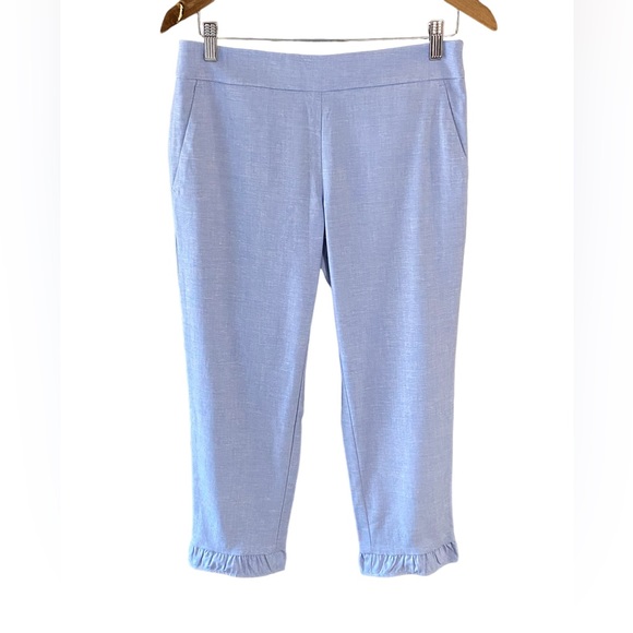 NWT Loft Blue Ruffle Hem Cropped Ankle Pants Size 6P Petite - Picture 3 of 12